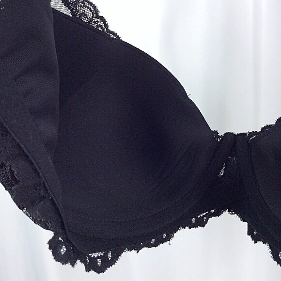 Smart & Sexy Curvy Plunge Light Lined Bra 42C Black Lace SA989 - Picture 7 of 9